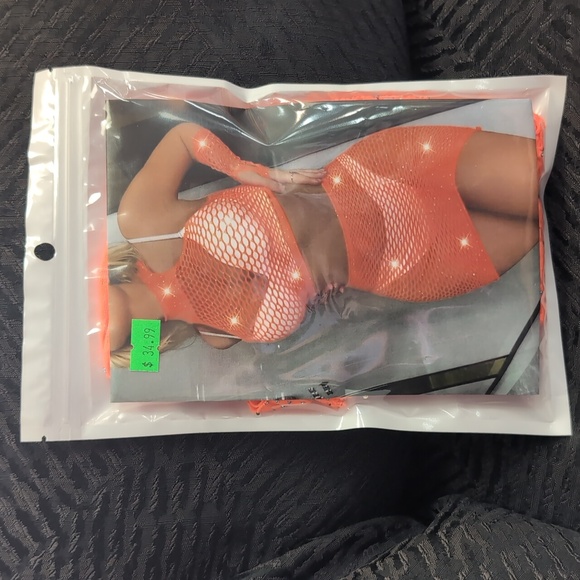 Rhinestone Fishnet Set - Top, Skirt & Gloves - Picture 4 of 4